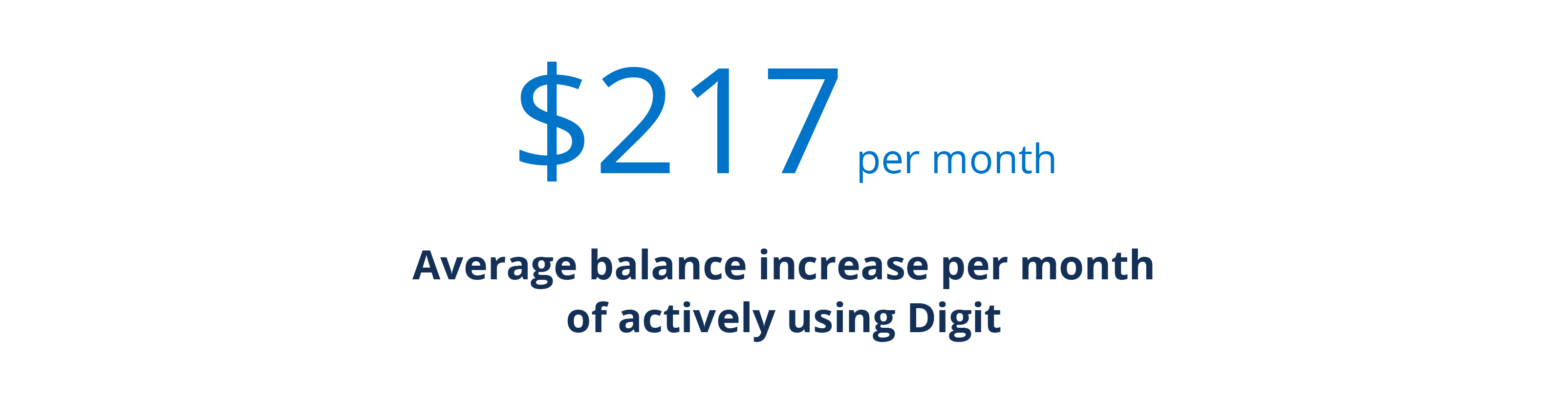 Average balance increase per month of actively using Digit: $217