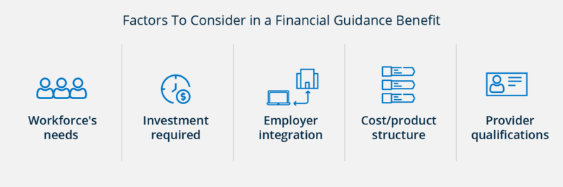 Factors to consider in a financial guidance benefit