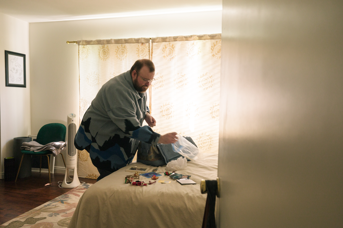 Bryce packing in the bedroom