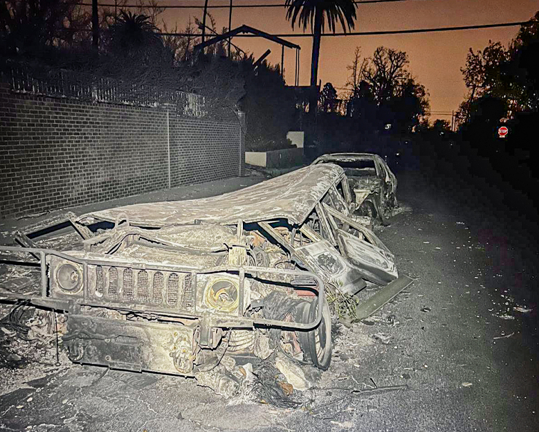 After picture of Rob's Hummer, destroyed by the fires