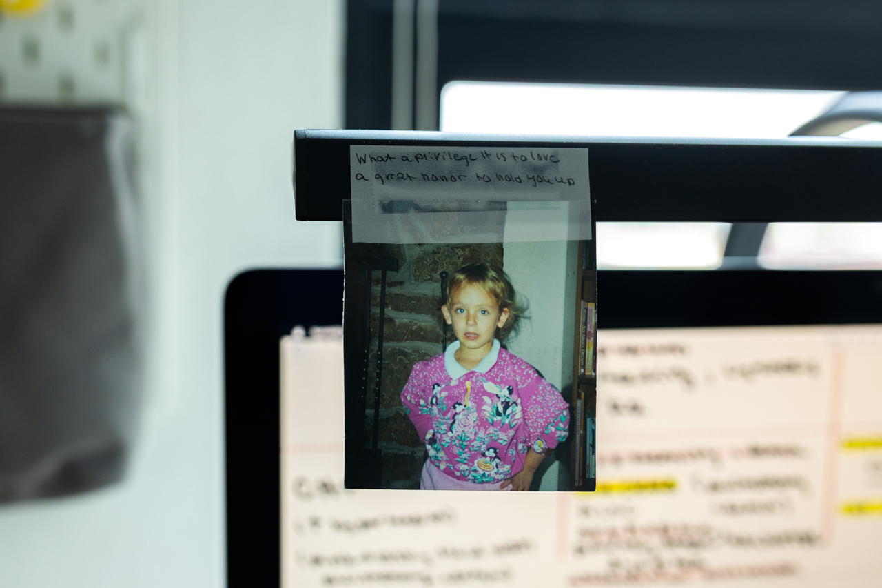 A rare photo of Angel as a young child with a quote written on it 
