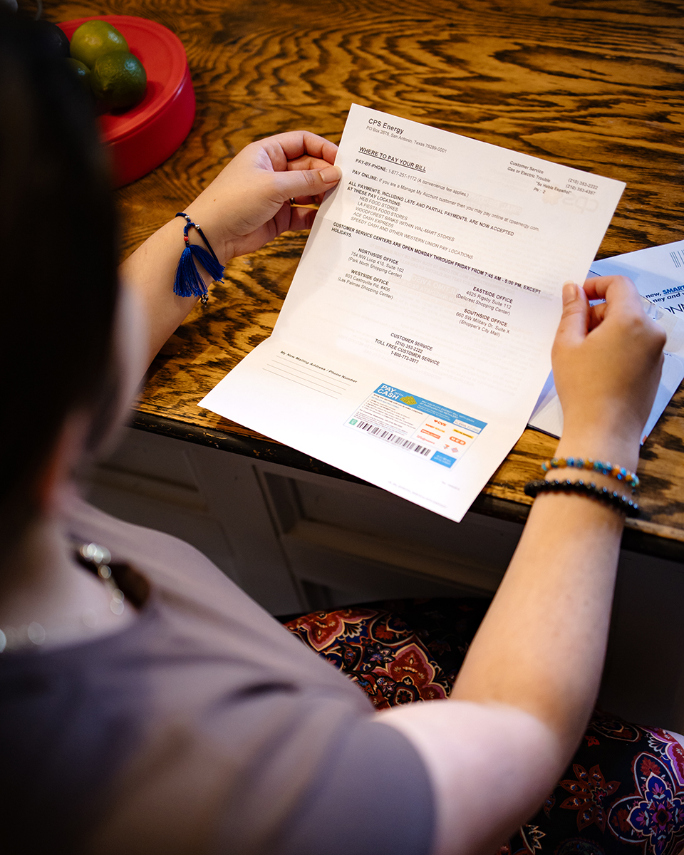 Closeup of Rebecca's energy bill
