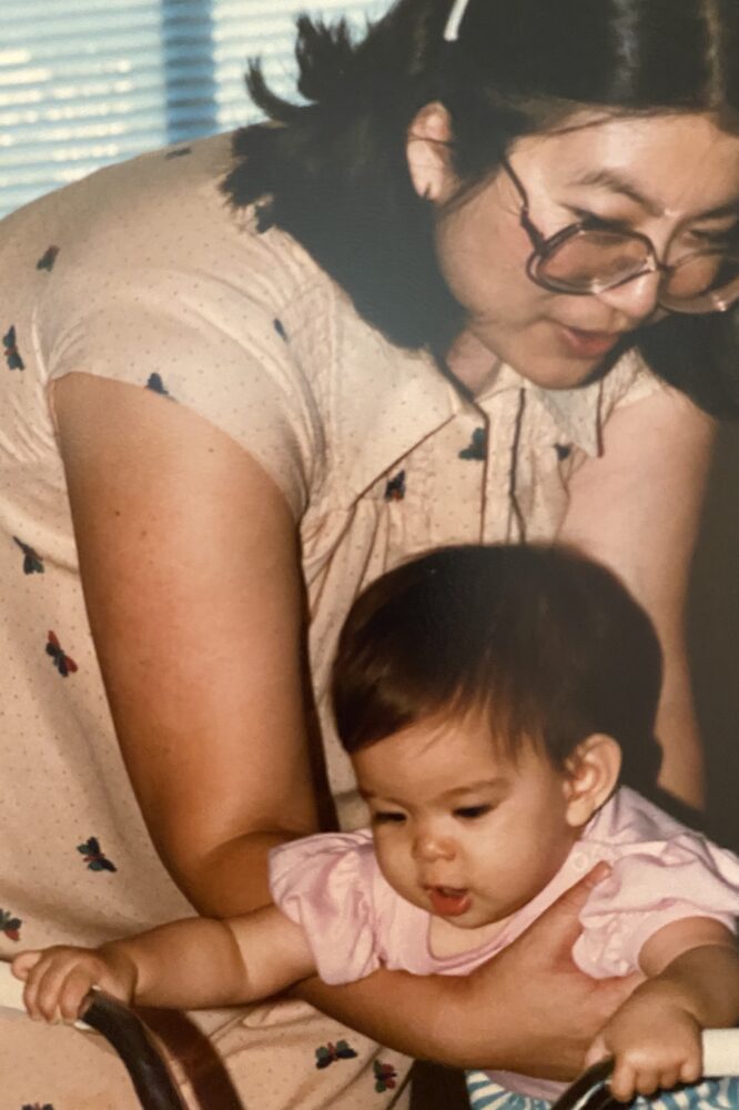 Carly and her mother when Carly was a baby